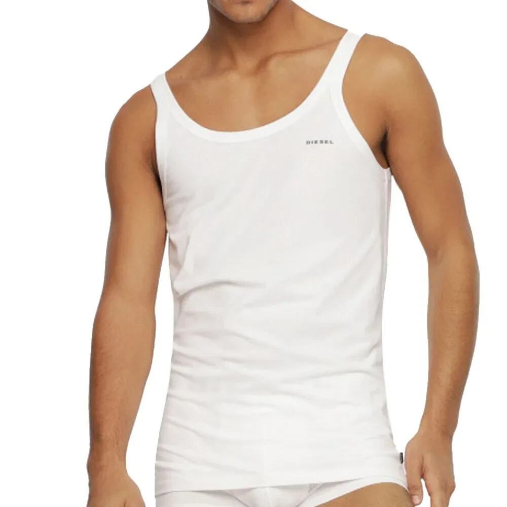 Diesel Essential Tank top cotton t-shirt Y2K White Medium A006186